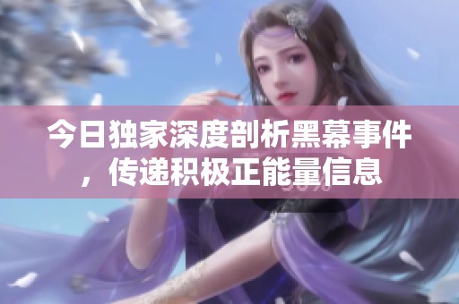 今日独家深度剖析黑幕事件，传递积极正能量信息