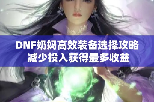 DNF奶妈高效装备选择攻略 减少投入获得最多收益