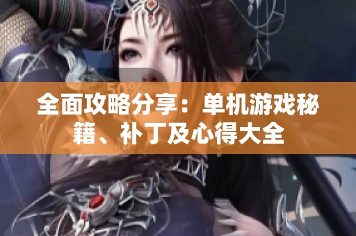 全面攻略分享：单机游戏秘籍、补丁及心得大全