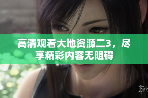 高清观看大地资源二3，尽享精彩内容无阻碍