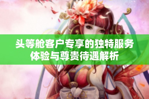头等舱客户专享的独特服务体验与尊贵待遇解析